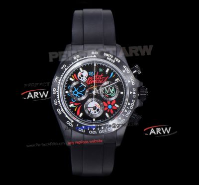 Replica AET Remould Rolex Daytona Skull Face The Chance Black Ceramic Replica 7750 Watches 